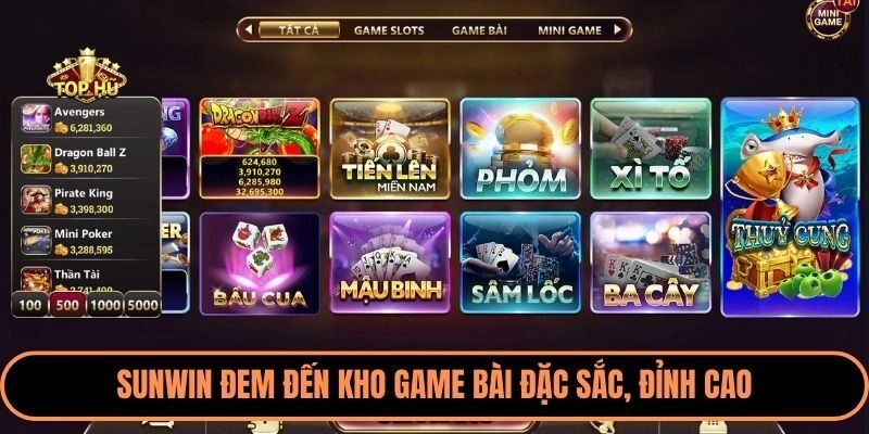 Sunwin đem đến kho game bài đặc sắc, đỉnh cao